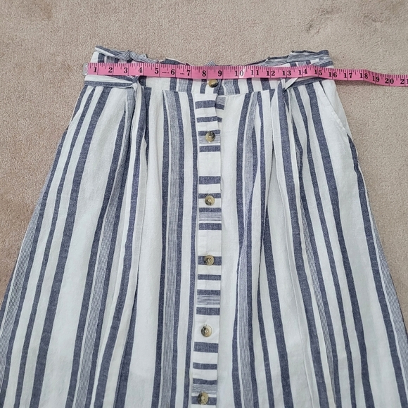 Chances R Skirt Women Size M Cotton Blend Button Front With Pockets Blue Stripes - Picture 6 of 9